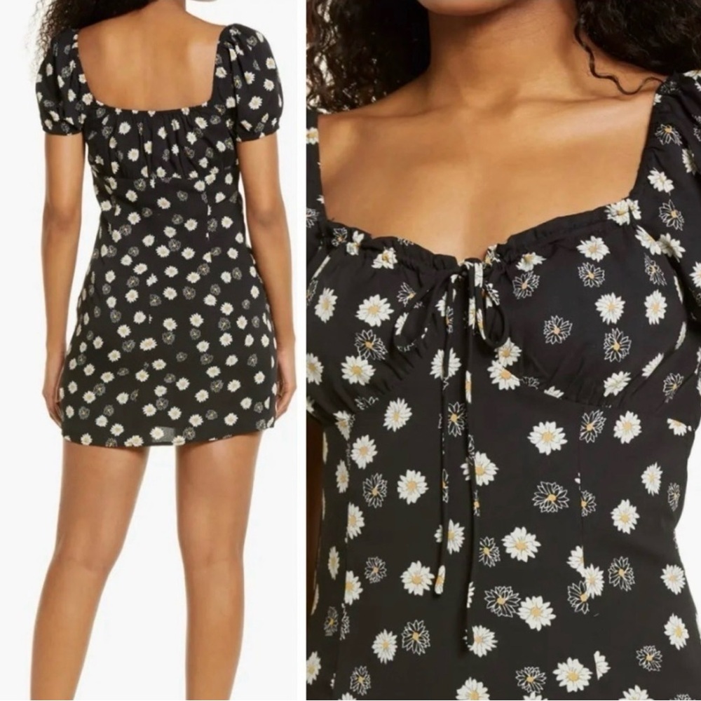 New BP ditsy daisy floral tie-front mini dress